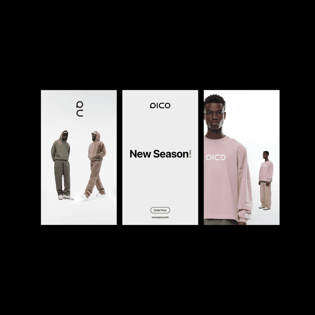 Digital campaign assets and lookbook layout design.