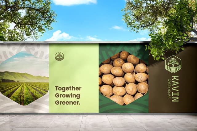 Brand mural featuring the "Together Growing Greener" slogan.
