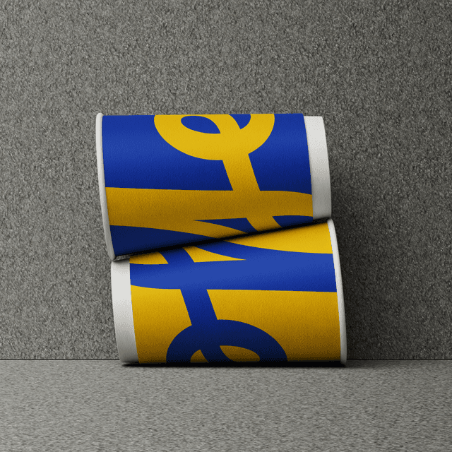 Minimalist paper cup design showcasing the secondary color variations.