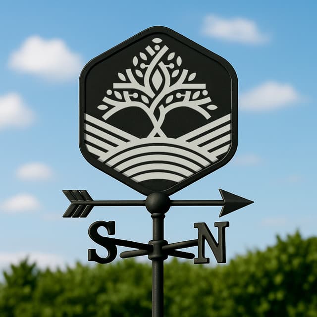 Minimalist wall-mounted box sign for facility navigation.