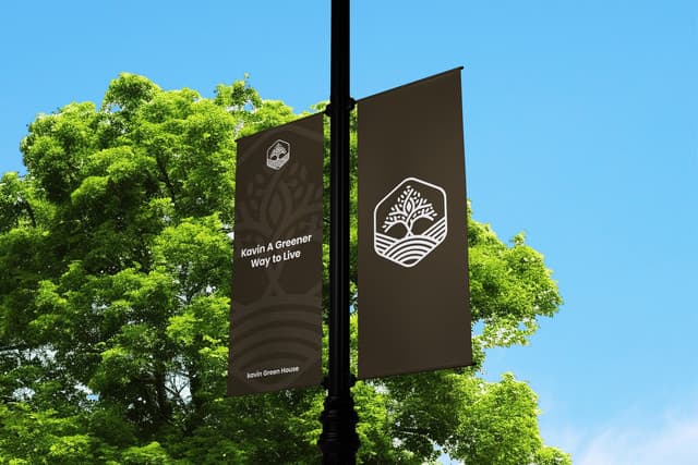Outdoor event banners featuring the "A Greener Way to Live" tagline.