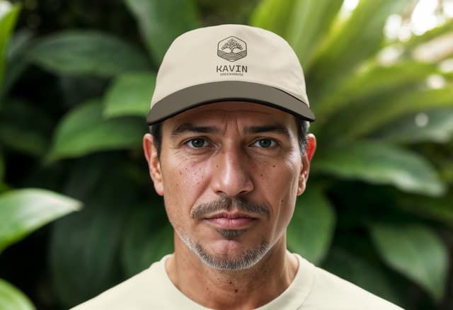 Staff uniform mockup featuring a branded cap and T-shirt.